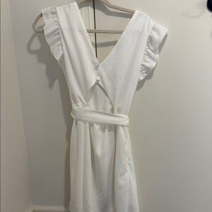 White Ruffle Sleeve Dress
